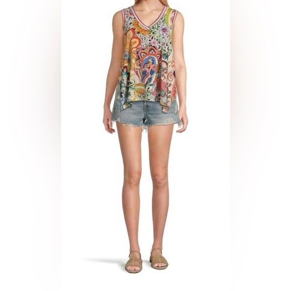 JOHNNY WAS‎ Janie V-Neck Tank Tunic Top Paisley Size L NWT - Picture 3 of 13